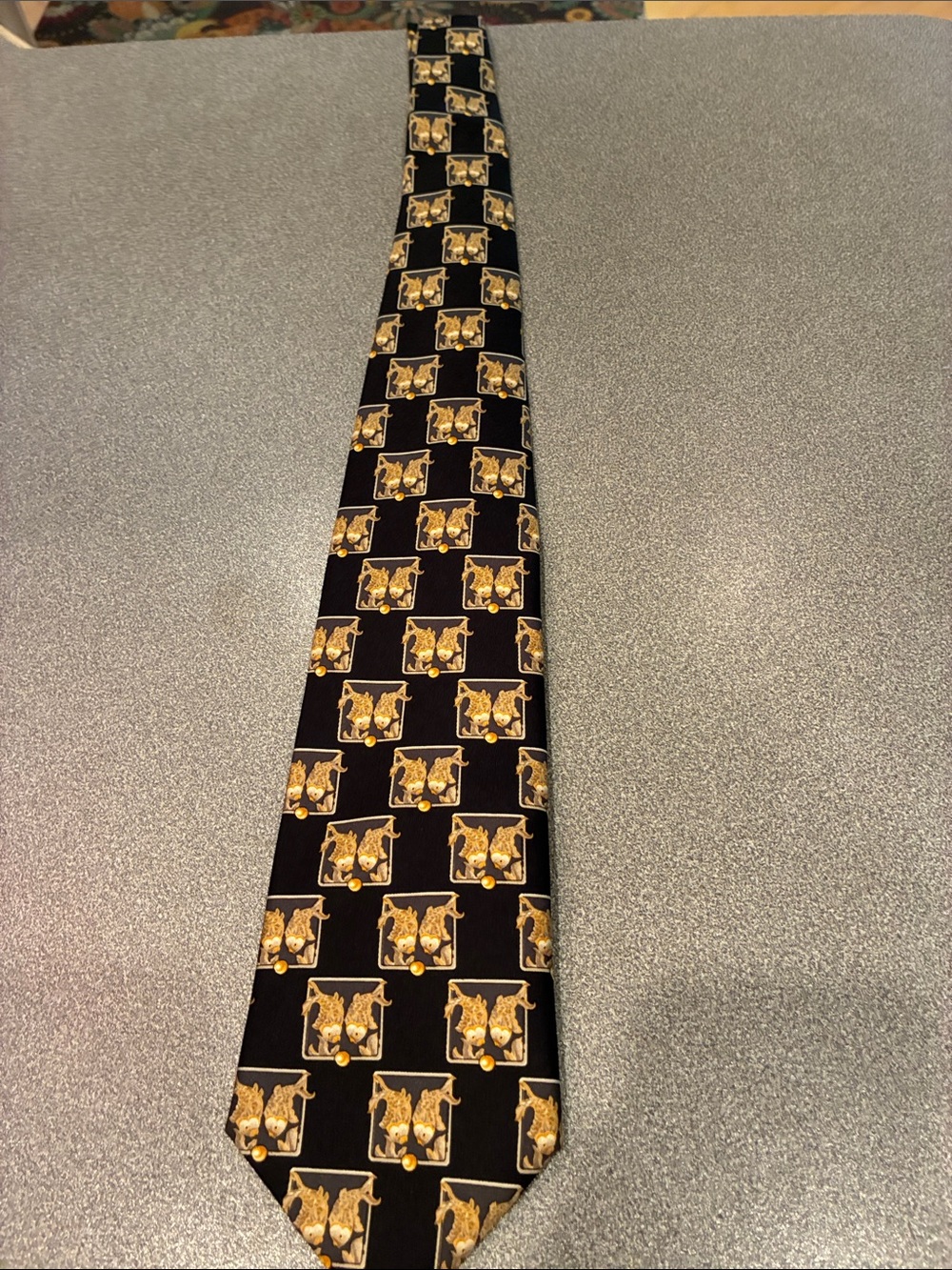 Dior Black Tie with Gold Crest Pattern